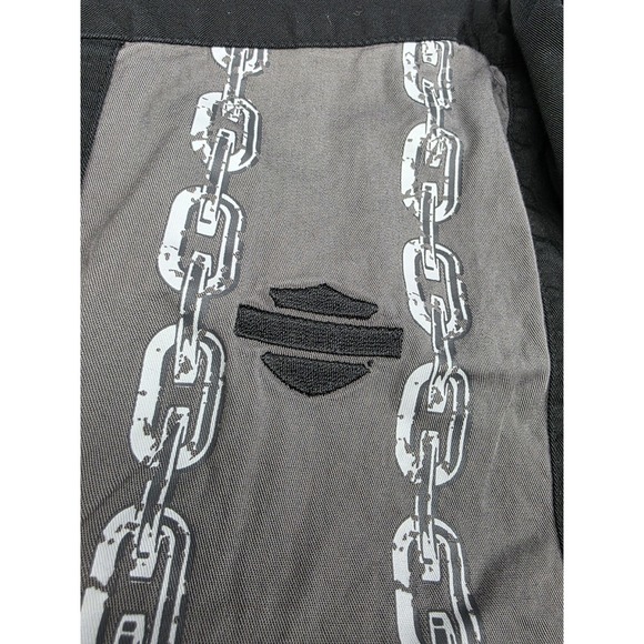 Harley Davidson Men's Button Shirt Chain Links Work Biker Motorcycle Black L - Picture 6 of 9